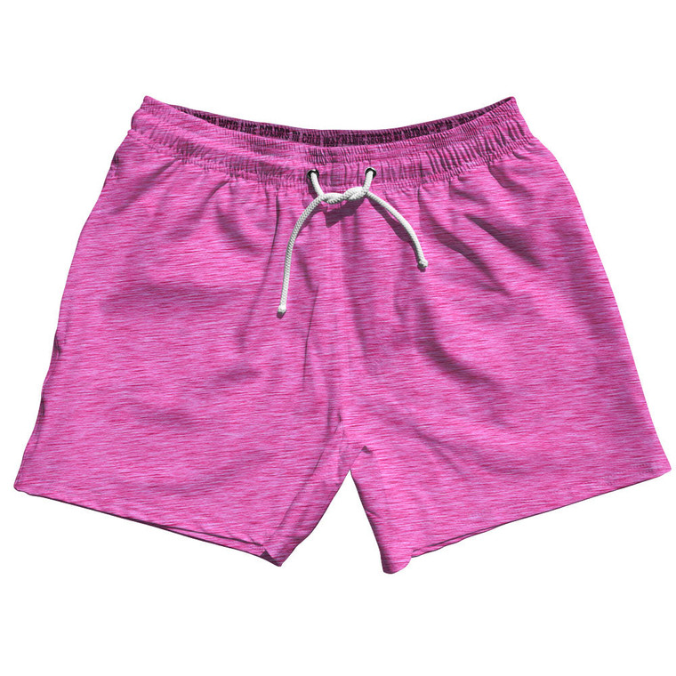 Heathered 5" Swim Shorts Made in USA - Hot Pink
