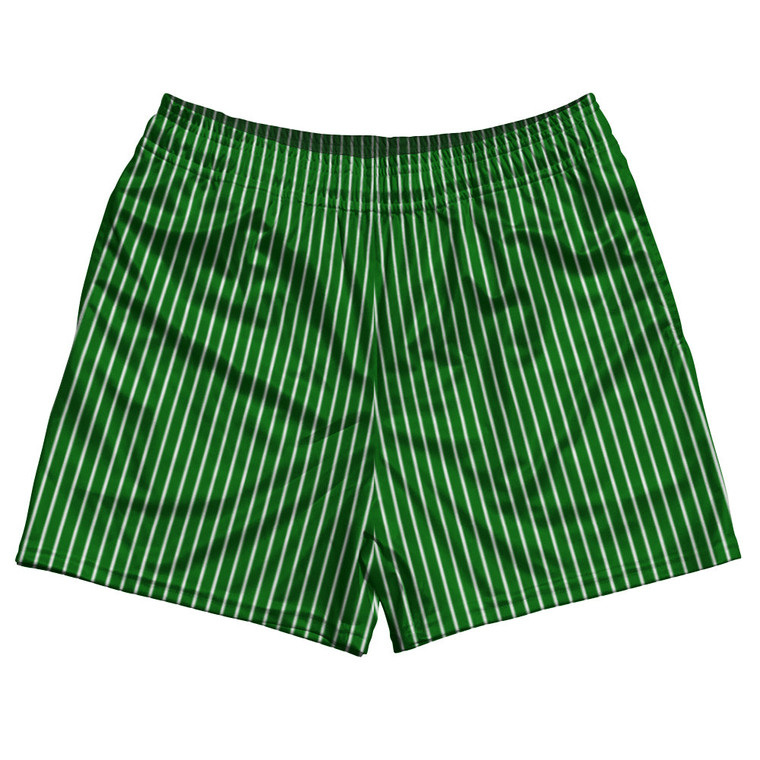 Pinstripes Rugby Shorts Made In USA - Green Kelly and White