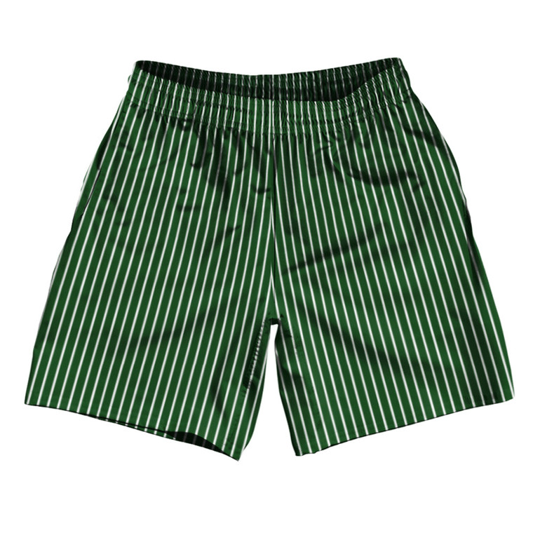Pinstripes Soccer Shorts Made In USA - Green Hunter and White