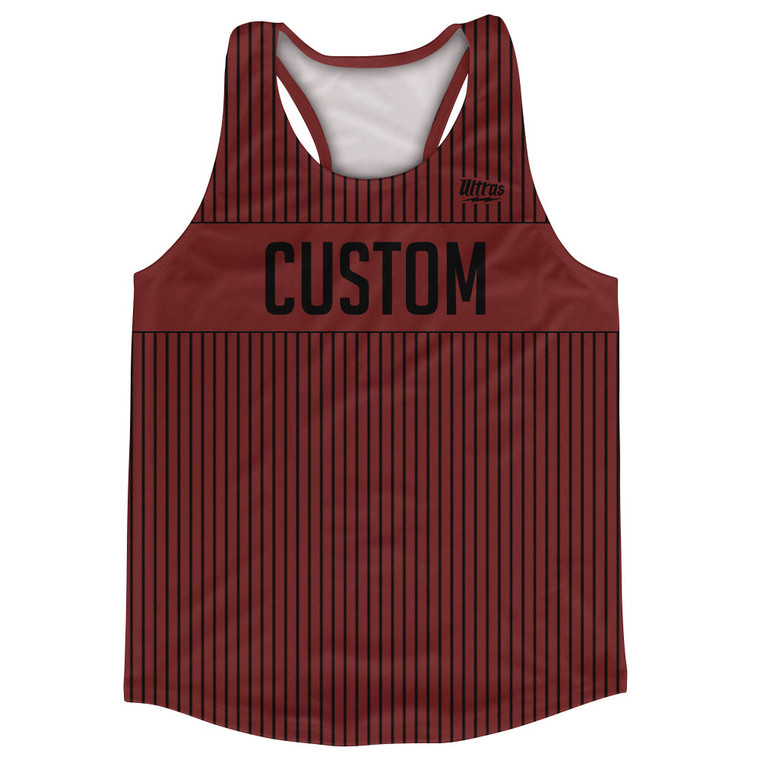 Pinstripes Custom Finish Line Running Track Tops Made In USA - Red Maroon and Black