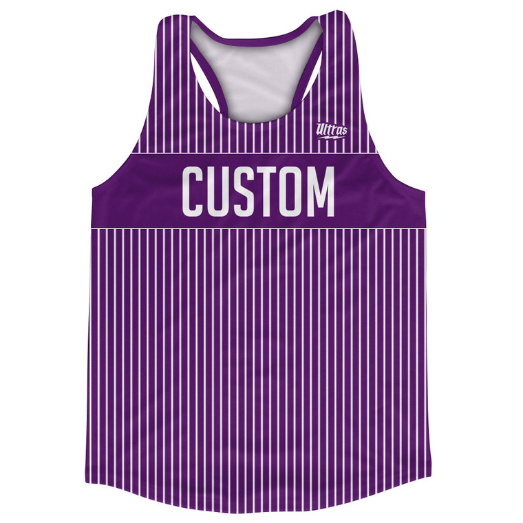 Pinstripes Custom Finish Line Running Track Tops Made In USA - Purple Medium and White