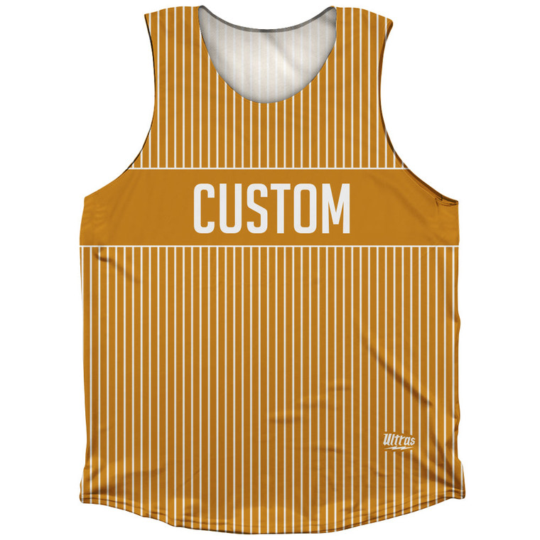 Pinstripes Custom Finish Line Athletic Tank Top - Orange Burnt and White