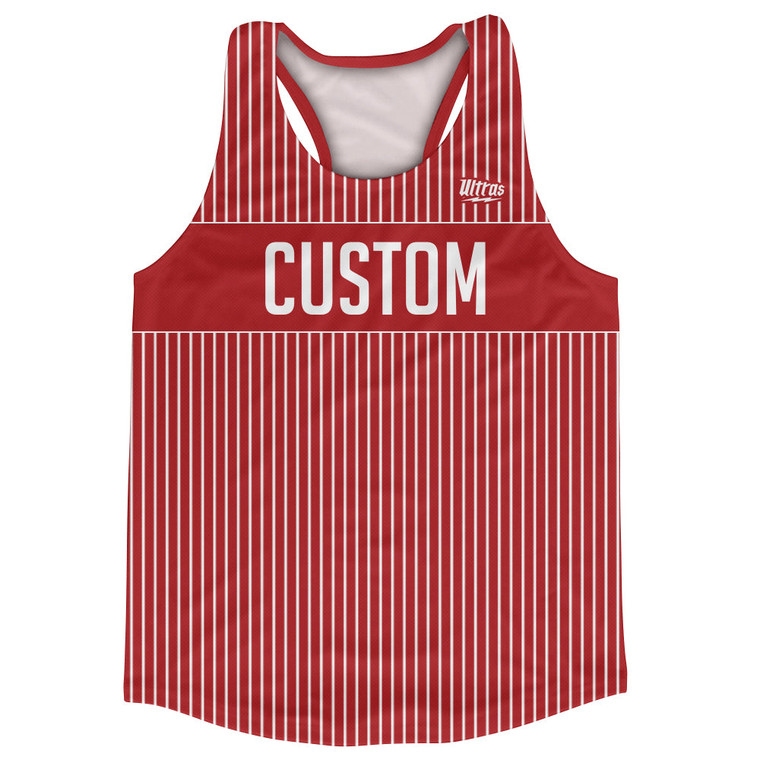 Pinstripes Custom Finish Line Running Track Tops Made In USA - Red Dark and White