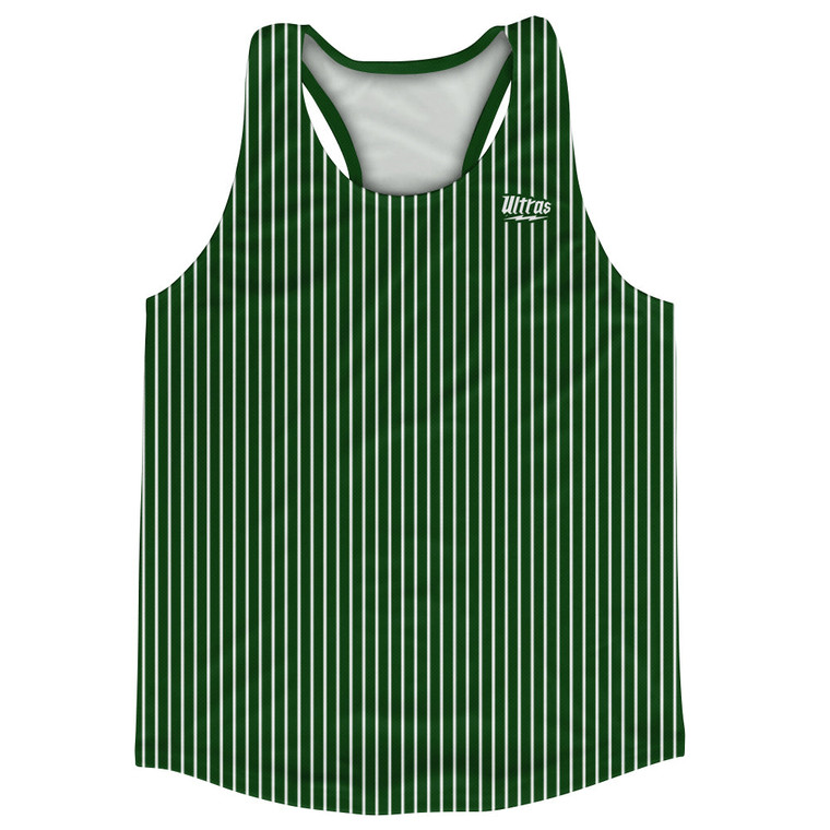 Pinstripes Running Track Tops Made In USA - Green Forest and White