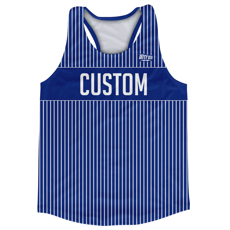 Pinstripes Custom Finish Line Running Track Tops Made In USA - Blue Royal and White