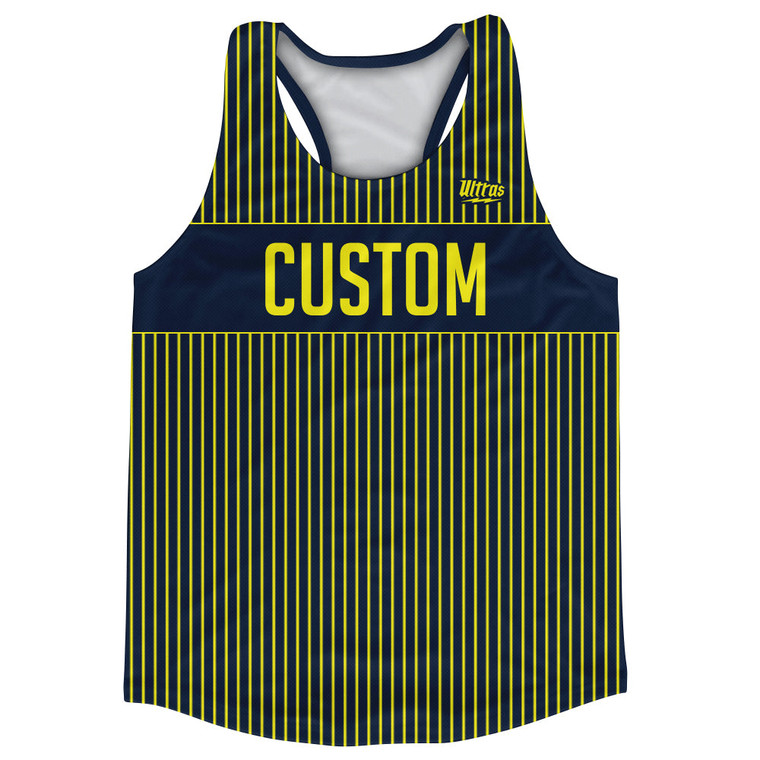 Pinstripes Custom Finish Line Running Track Tops Made In USA - Blue Navy and Yellow