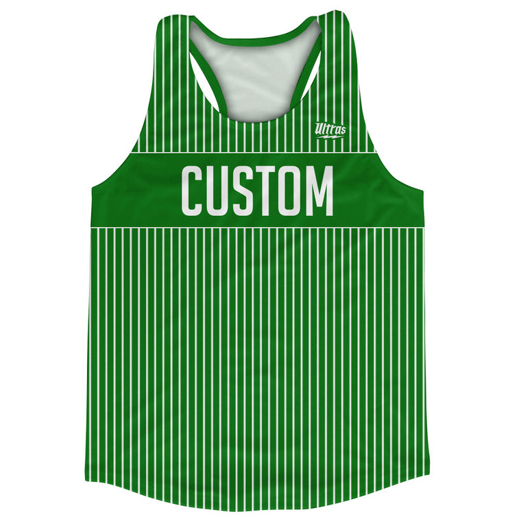 Pinstripes Custom Finish Line Running Track Tops Made In USA - Green Kelly and White