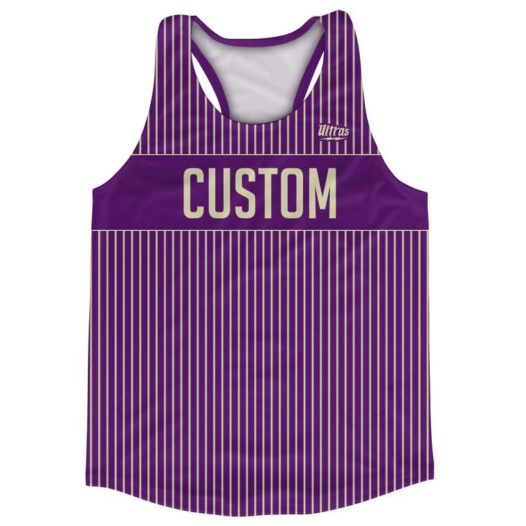 Pinstripes Custom Finish Line Running Track Tops Made In USA - Purple Medium and Vegas Gold