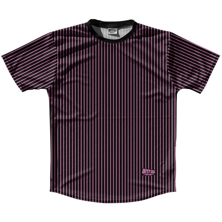 Pinstripes Running Shirt Track Cross Made In USA - Black and Bright Pink