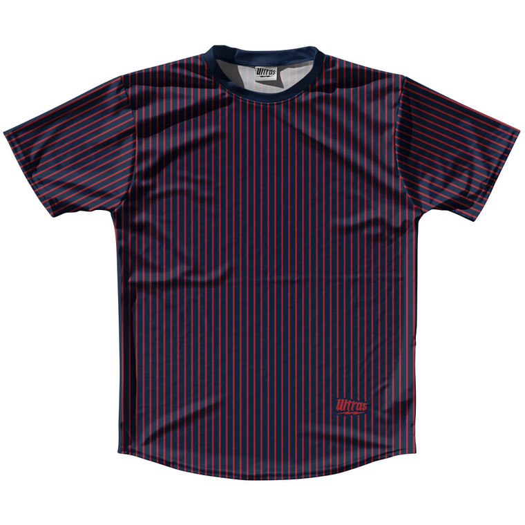 Pinstripes Running Shirt Track Cross Made In USA - Blue Navy and Red Dark