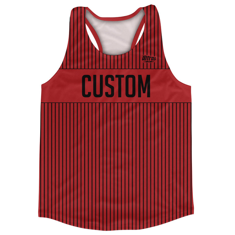 Pinstripes Custom Finish Line Running Track Tops Made In USA - Red Dark and Black