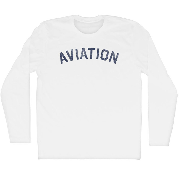 Aviation Adult Cotton Long Sleeve T-shirt - White