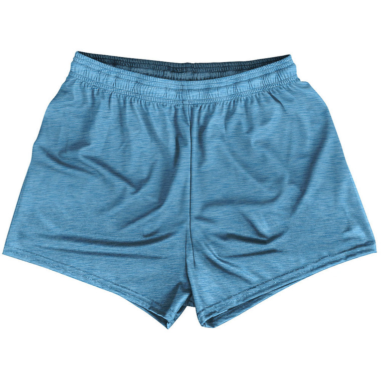 Heathered Womens & Girls Sport Shorts End Made In USA - Blue Carolina