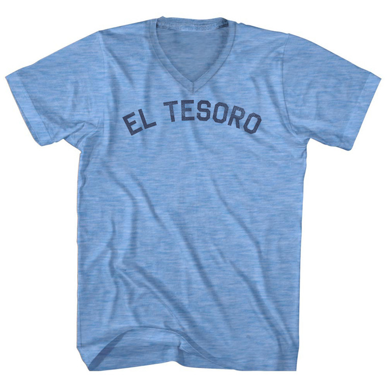 El Tesoro Adult Tri-Blend V-neck T-shirt - Athletic Blue