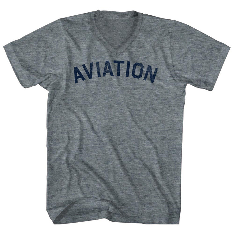 Aviation Tri-Blend V-neck Womens Junior Cut T-shirt - Athletic Grey
