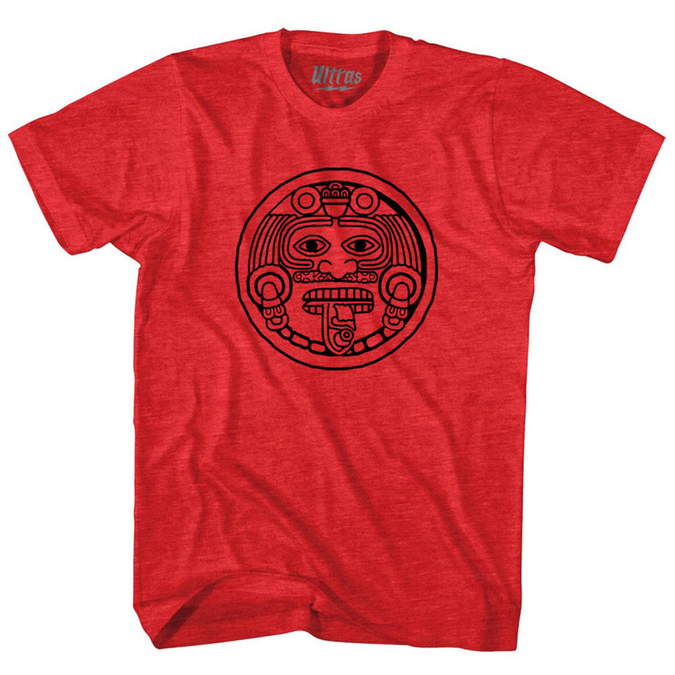 Mexico Aztec Sun Stone Adult Tri-Blend T-shirt - Athletic Red