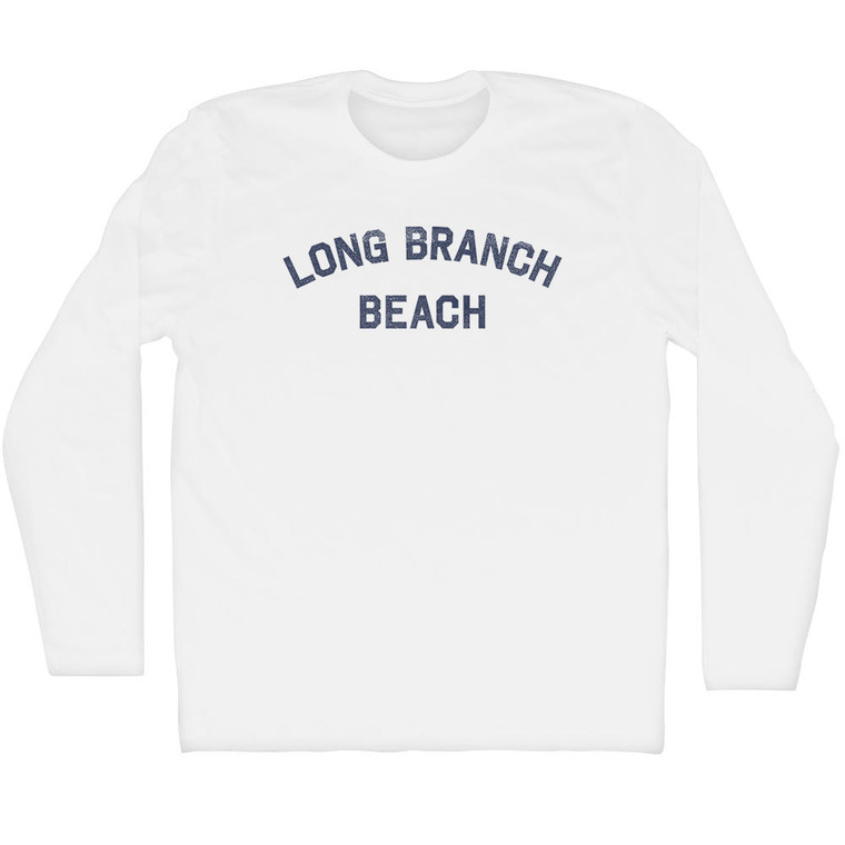 Long Branch Beach Adult Cotton Long Sleeve T-shirt - White