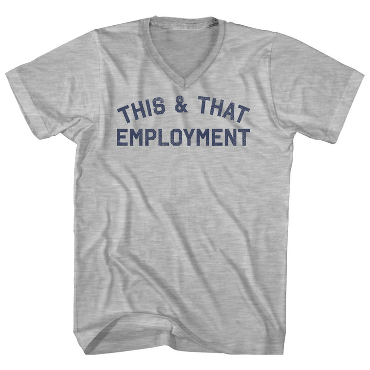 This & That Employment Adult Cotton V-neck T-shirt - Grey Heather