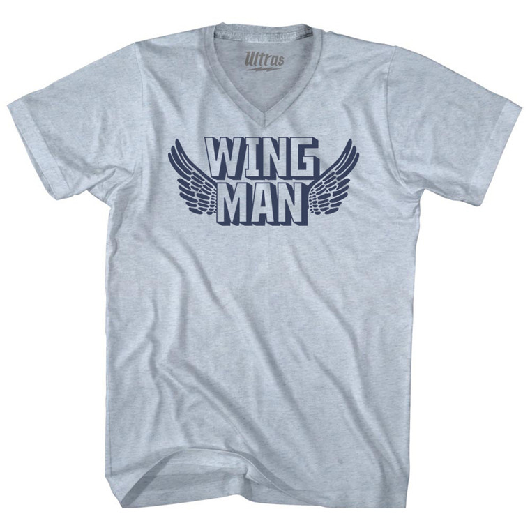 Wingman Adult Tri-Blend V-neck T-shirt - Athletic White