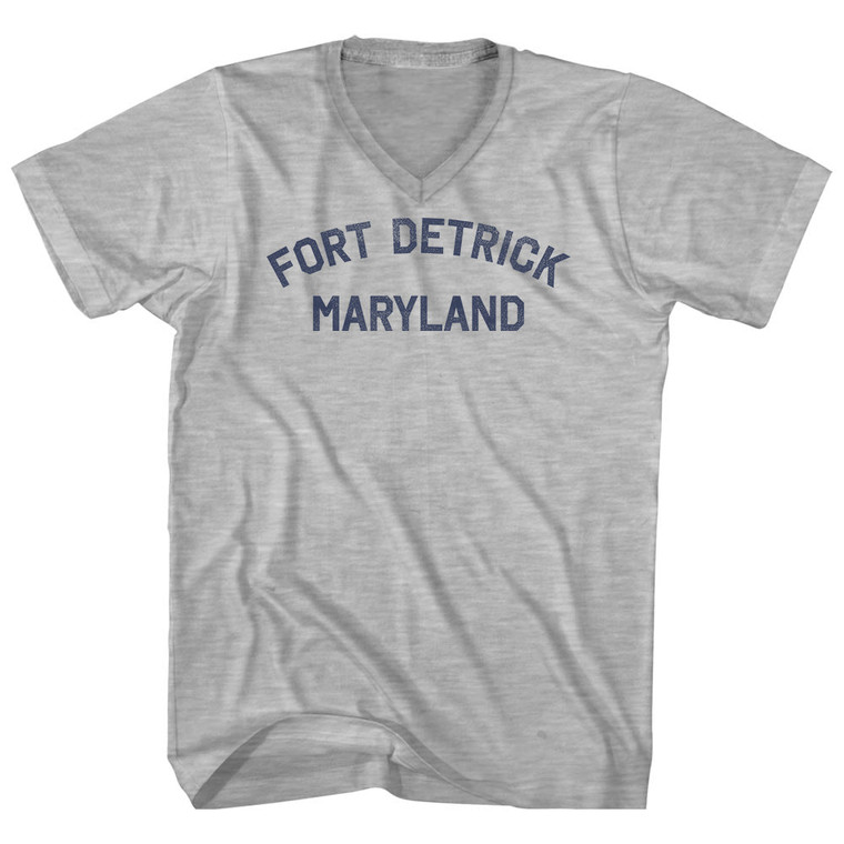 Fort Detrick Maryland Adult Cotton V-neck T-shirt - Grey Heather