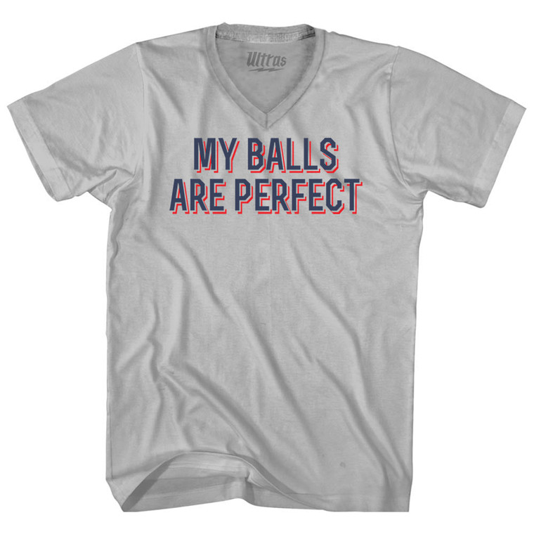 My Balls Are Perfect Adult Tri-Blend V-neck T-shirt - Cool Grey