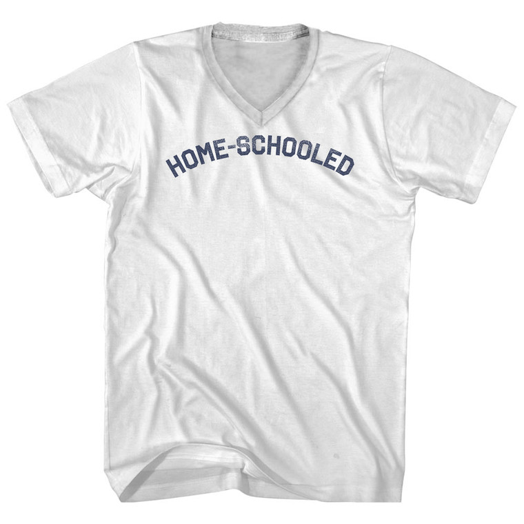 Home Schooled Adult Cotton V-neck T-shirt - White
