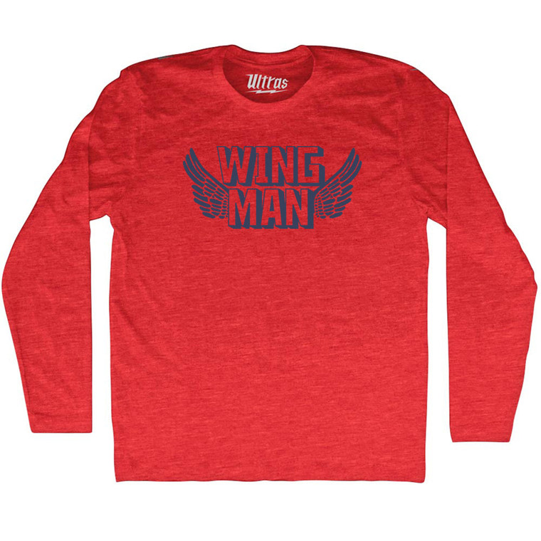 Wing Man Adult Tri-Blend Long Sleeve T-shirt - Athletic Red