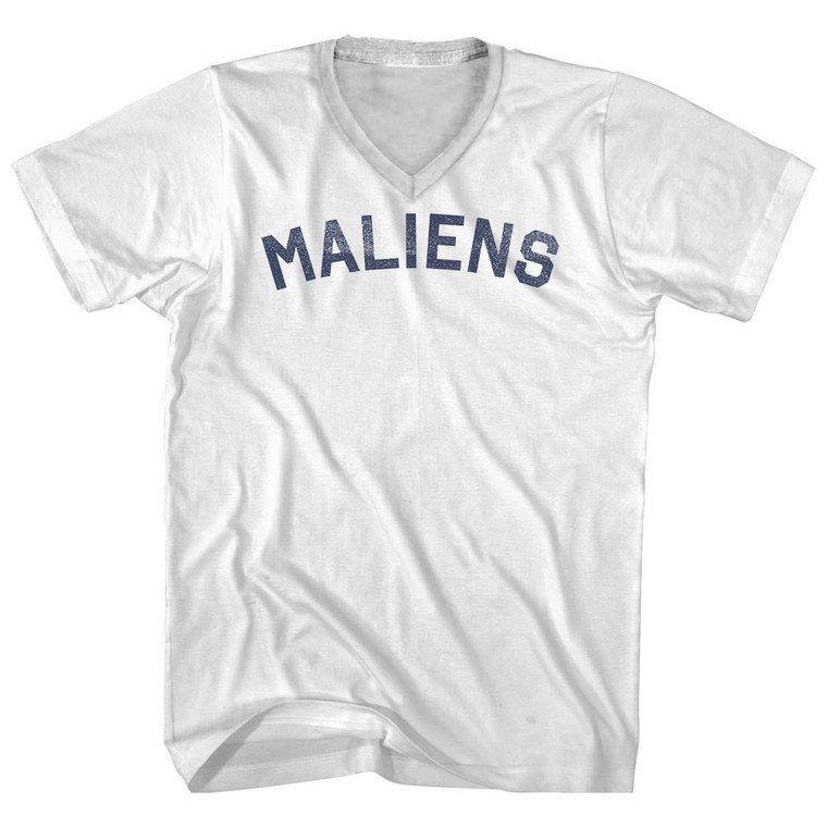 Maliens Adult Cotton V-neck T-shirt - White