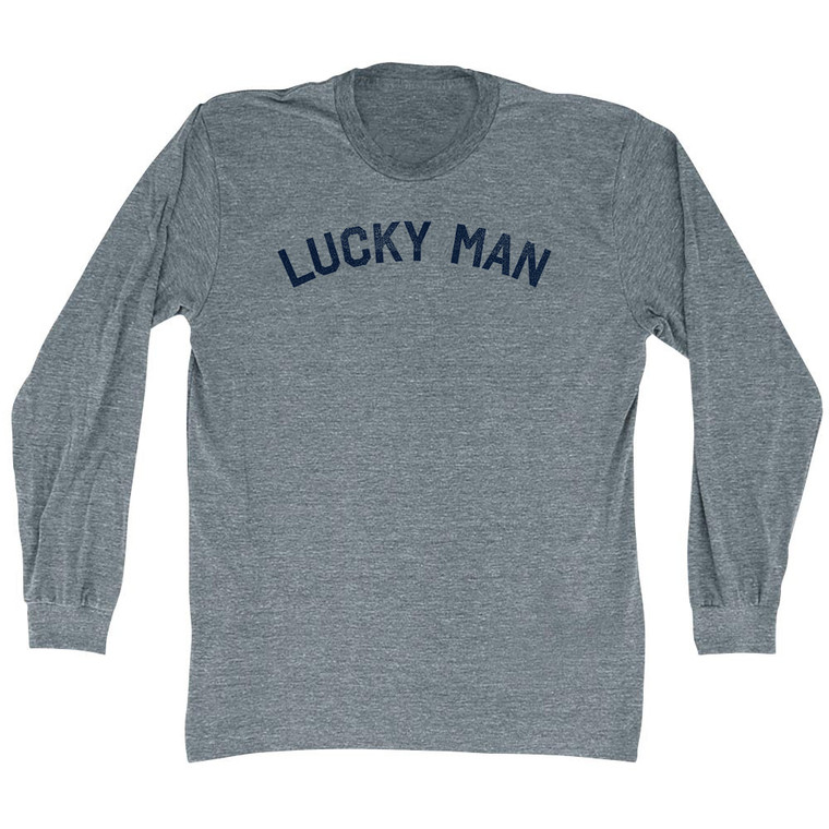 Lucky Man Adult Tri-Blend Long Sleeve T-shirt - Athletic Grey