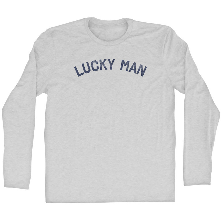 Lucky Man Adult Cotton Long Sleeve T-shirt - Grey Heather