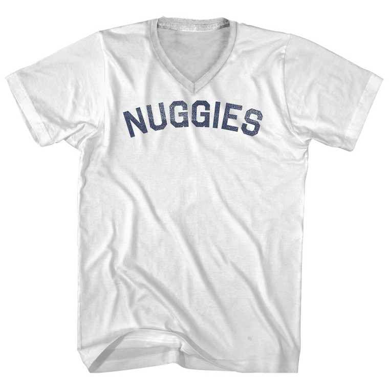 Nuggies Adult Cotton V-neck T-shirt - White