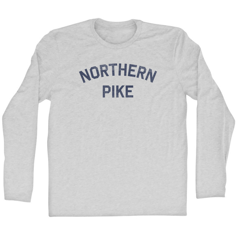 Northern Pike Adult Cotton Long Sleeve T-shirt - Grey Heather