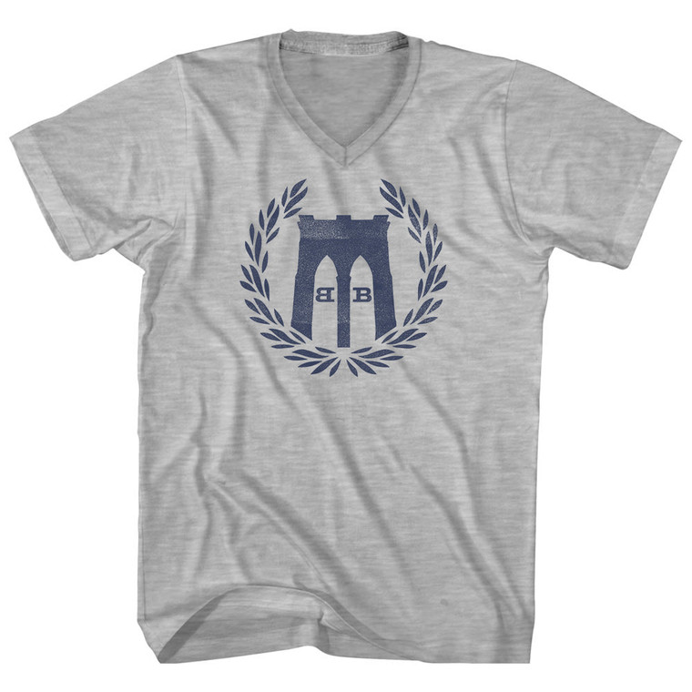 Bowery Boys Laurel Adult Cotton V-neck T-shirt - Grey Heather