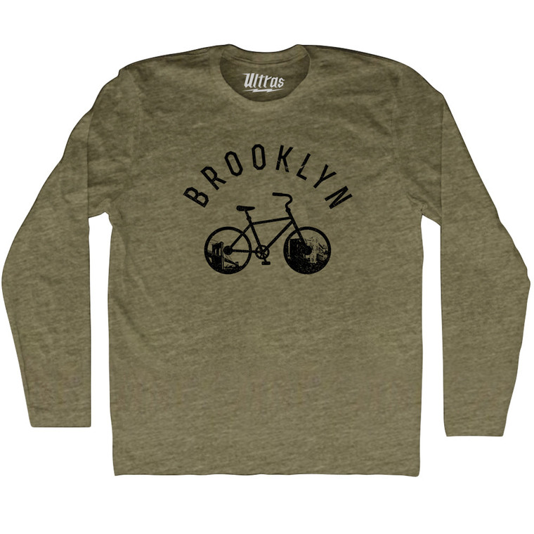Brooklyn Bike Adult Tri-Blend Long Sleeve T-shirt - Military Green
