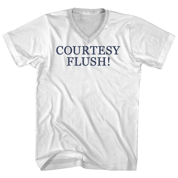 Courtesy Flush! Rage Font Adult Cotton V-neck T-shirt - White