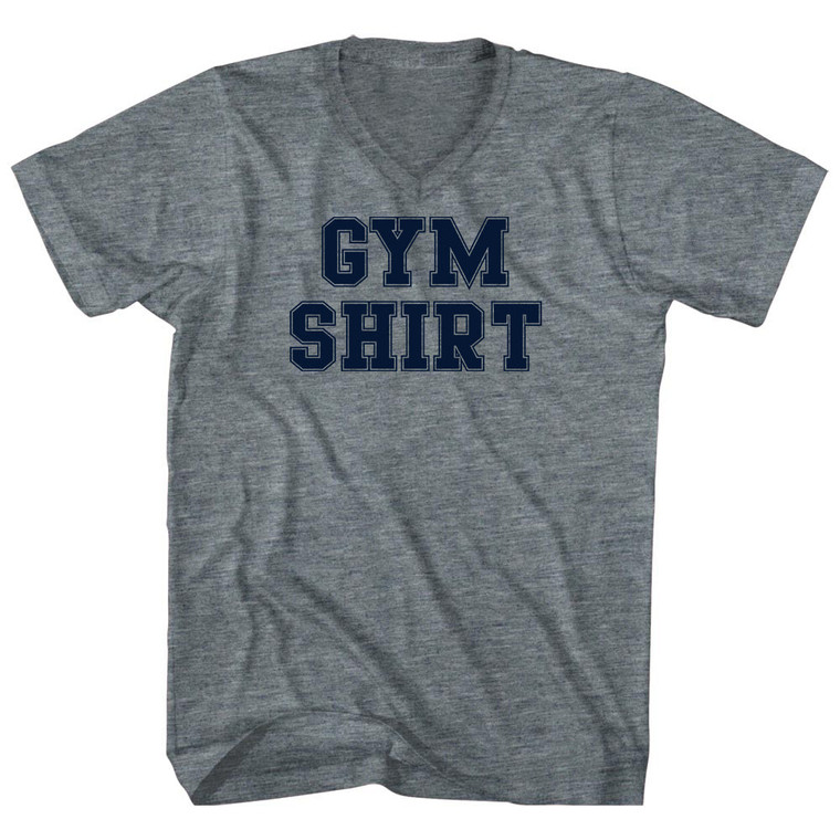 Gym Shirt Tri-Blend V-neck Womens Junior Cut T-shirt - Athletic Grey