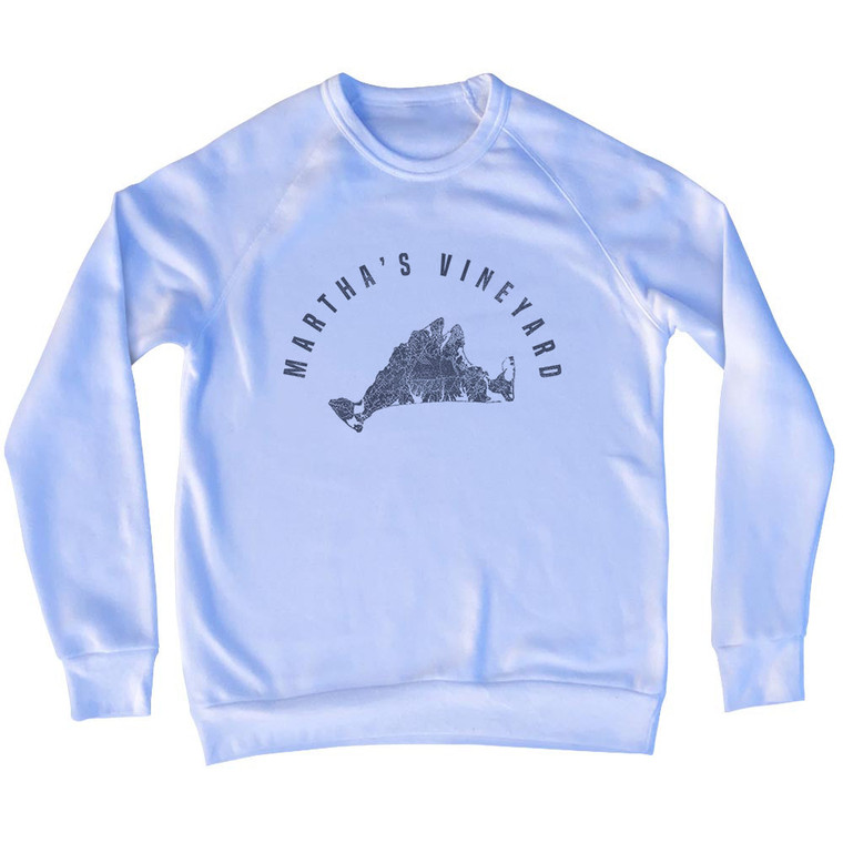Martha's Vineyard Island Map Adult Tri-Blend Sweatshirt - White