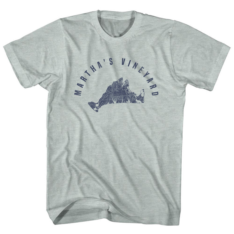Martha's Vineyard Island Map Adult Tri-Blend T-shirt - Athletic Cool Grey