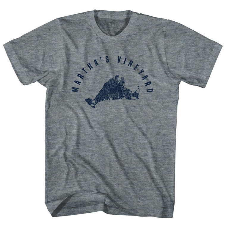 Martha's Vineyard Island Map Womens Tri-Blend Junior Cut T-Shirt - Athletic Grey