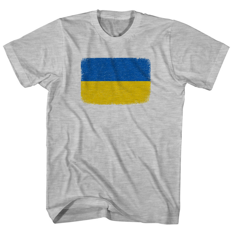 Ukraine Flag Distressed Youth Cotton T-shirt - Grey Heather