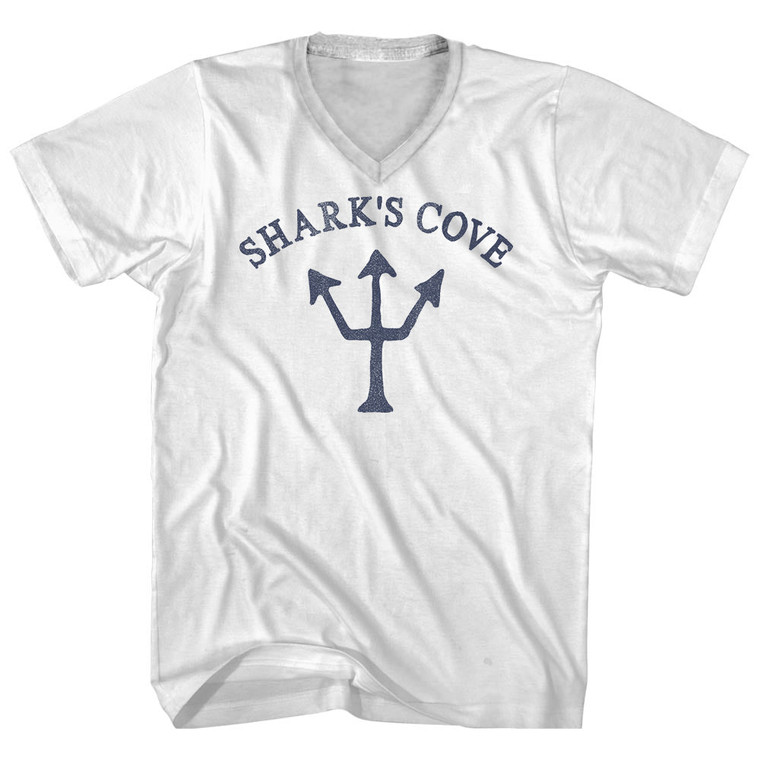 Shark's Cove Trident Adult Cotton V-neck T-shirt - White
