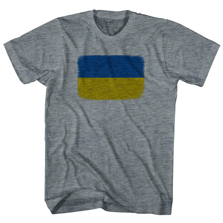 Ukraine Flag Distressed Adult Tri-Blend T-shirt - Athletic Grey