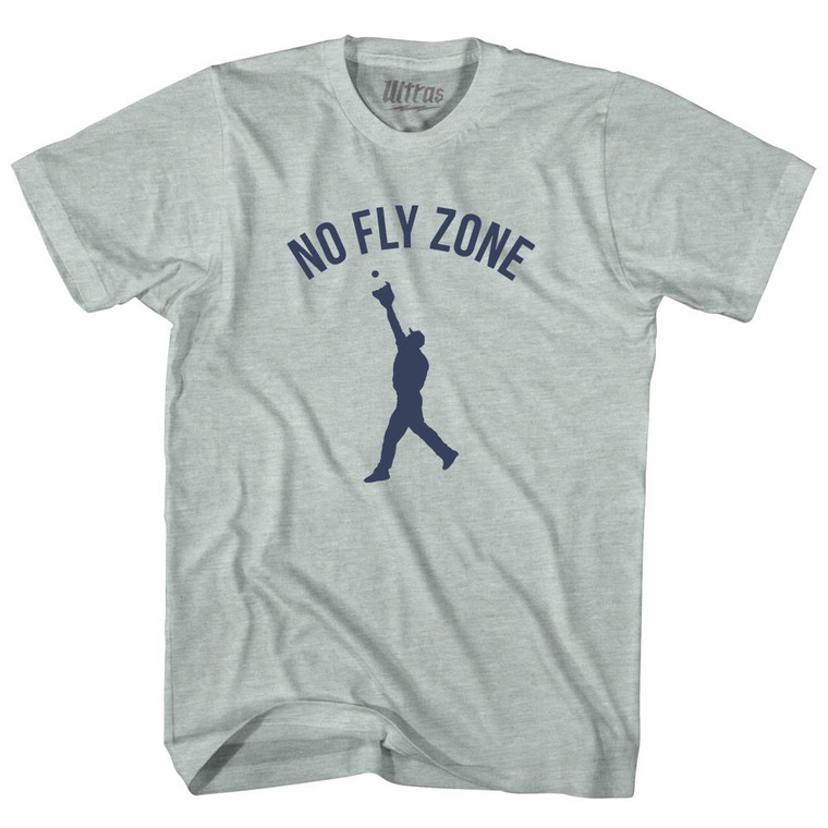No Fly Zone Outfield Baseball Catch Adult Tri-Blend T-shirt - Athletic Cool Grey