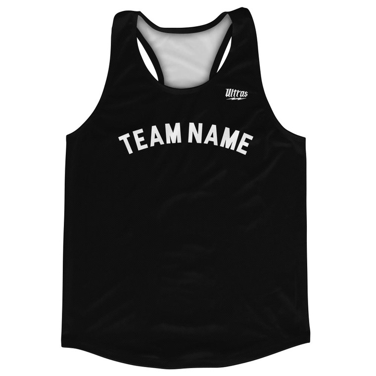 Custom Arched With White Text Running Racerback Singlet - Black