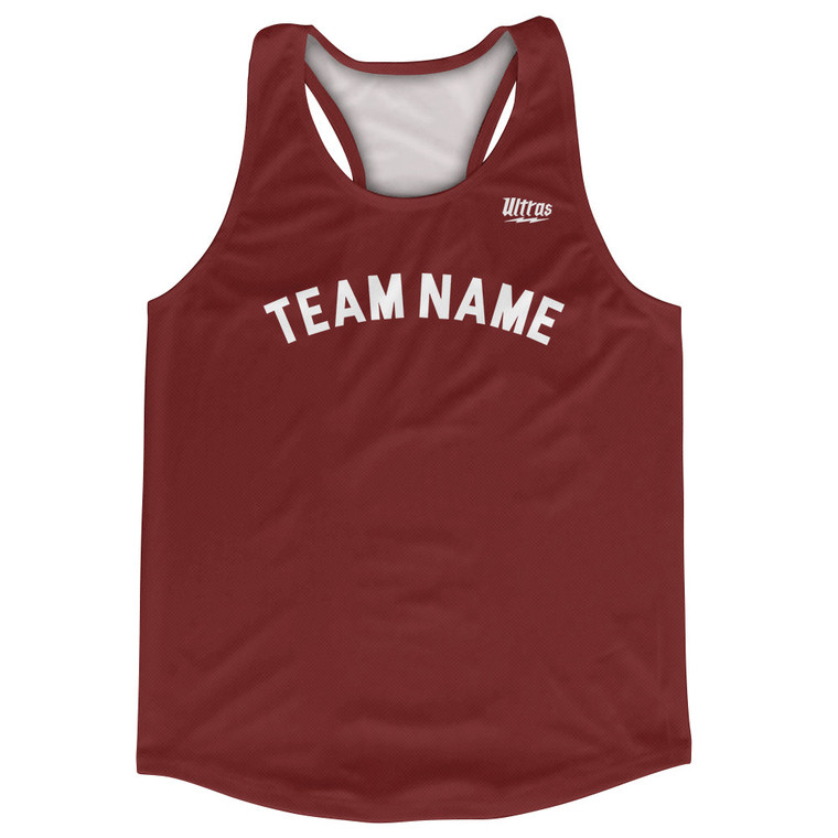 Custom Arched With White Text Running Racerback Singlet - Red Maroon