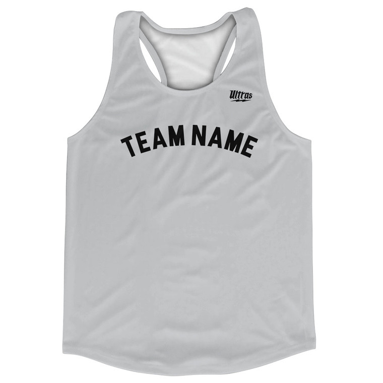 Custom Arched With Black Text Running Racerback Singlet - Grey Medium