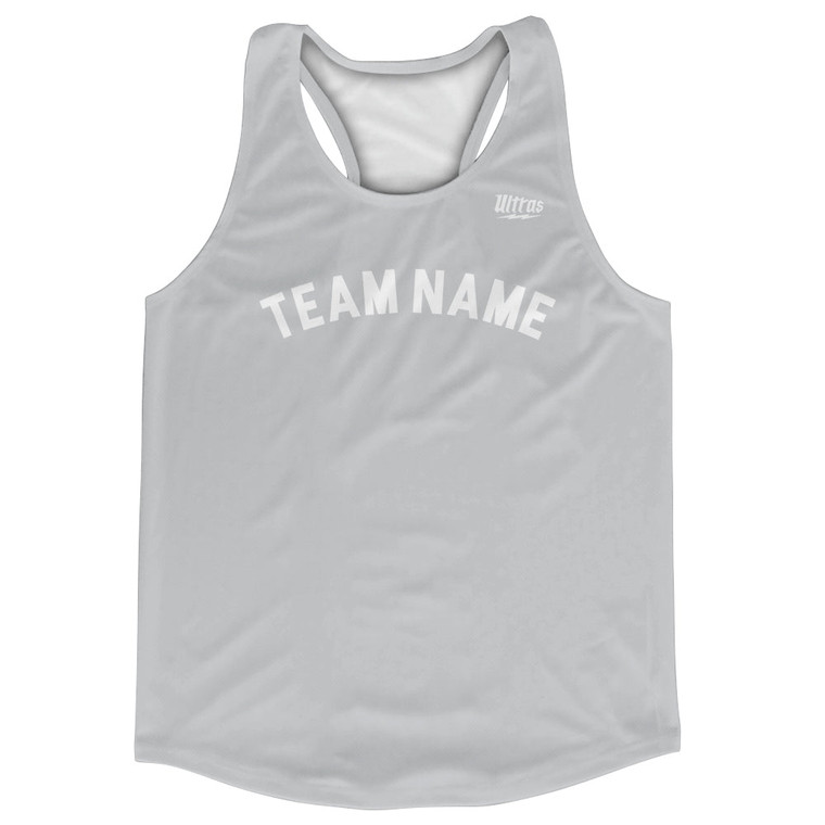 Custom Arched With White Text Running Racerback Singlet - Grey Medium