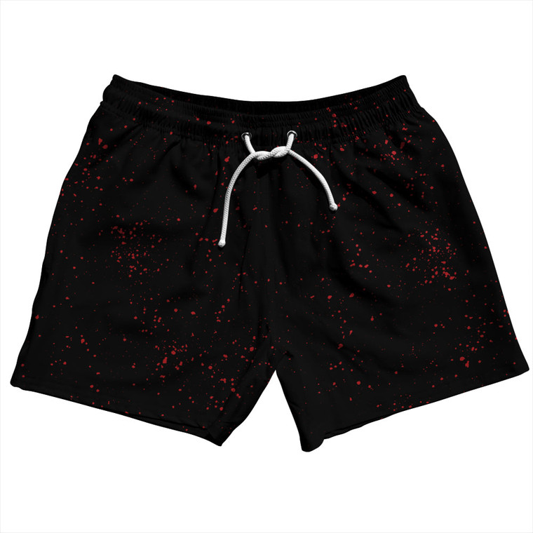 Splatter 5" Swim Shorts Made in USA - Black and Red Dark