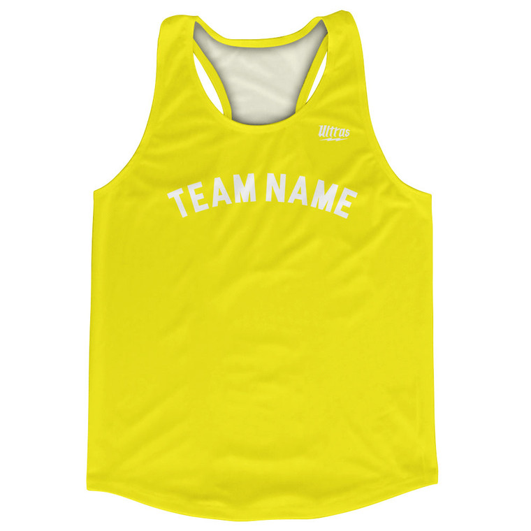Custom Arched With White Text Running Racerback Singlet - Yellow Bright