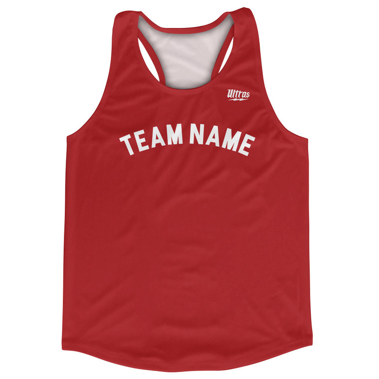 Custom Arched With White Text Running Racerback Singlet - Red Dark
